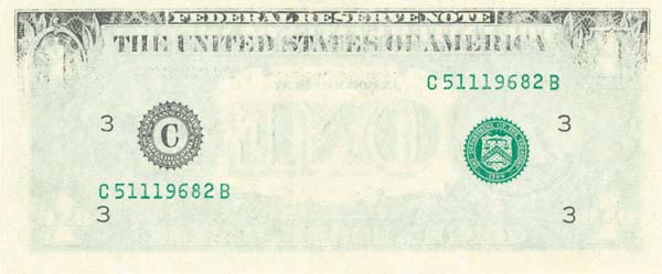 Paper Money Error - $1 Insufficient Ink on Face - Philadelphia District